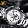 OLEVS 6654 Luxury Mens Watch Chronograph Automatic Mechanical Wristwatch Waterproof Luminous Top Brand Watch for Man Date Sport 3
