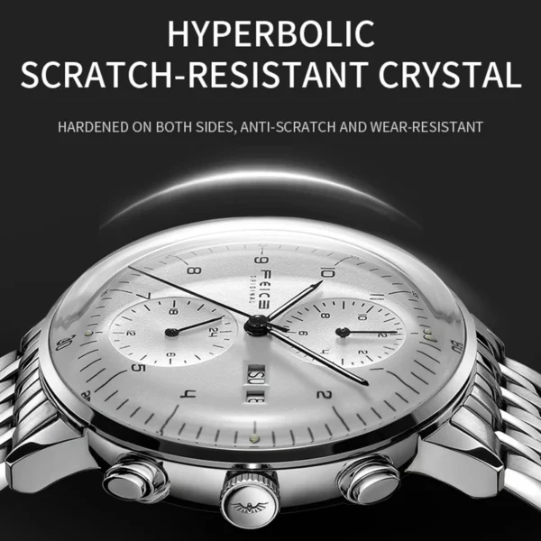 FEICE Men’s Watches Automatic Bauhaus WristWatch Stainless Steel Mechanical Dress Watches for Men with Leather Bands Date FM121 2