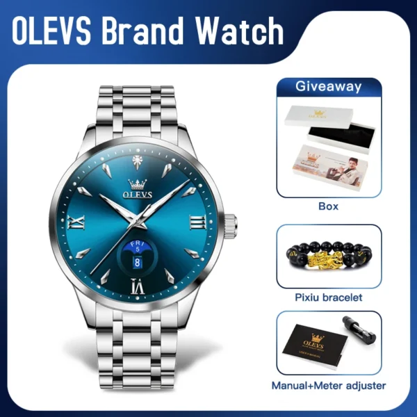 OLEVS 3646 Mens Watch Original Business Quartz Watch Waterproof Luminous Large Dial Watch For Man Dual Calendar Display Gifts 2