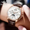 OUPINKE Men's Watches Luxury Automatic Mechanical Wirstwatch Moon Phase Sapphire Multifunctional Watch for Man Leather Bracelet 3