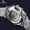 Forsining 2021 Stainless Steel Waterproof Mens Skeleton Watches Top Brand Luxury Transparent Mechanical Sport Male Wrist Watches 5