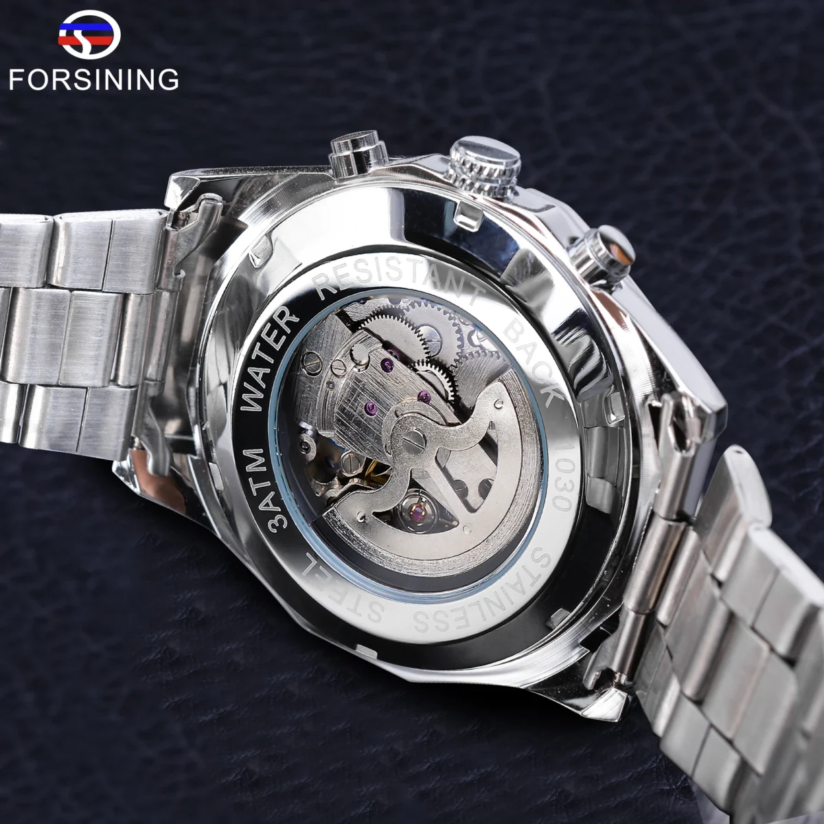 Forsining 2021 Stainless Steel Waterproof Mens Skeleton Watches Top Brand Luxury Transparent Mechanical Sport Male Wrist Watches 5
