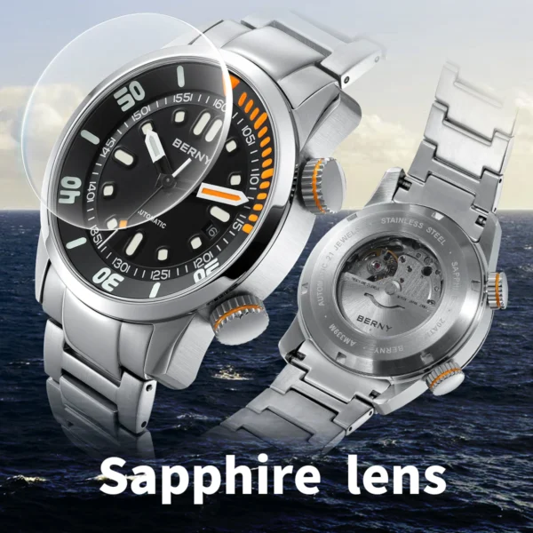 BERNY Automatic Dive Watch for Men Super Luminous Original Design 20ATM Diver Wristwatch Sapphire, Local Warehouse Fast Delivery 2