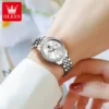 OLEVS Women's Watches Simple Elegant Diamond Bezel Original Quartz Watch for Ladies Waterproof Luminous Date Stainless Steel New 3
