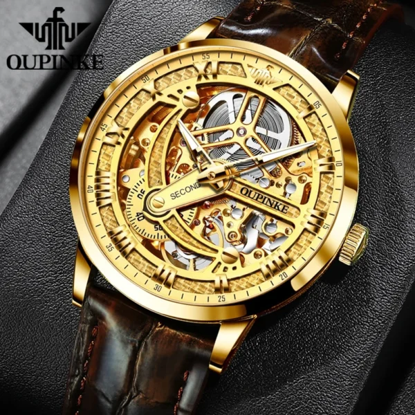 OUPINKE Great Price Reduction Luxury Brand Men Watch Gold Fully Automatic Mechanical Watch Waterproof Luminous Original Watch 2