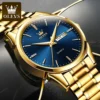 OLEVS Original Brand Men's Watch Stainless Steel Big Face Casual Dress Wrist Watch Quartz Analog Day Date Waterproof Luminous 1