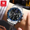 OLEVS Original Brand Men's Watches Moon Phase Waterproof Skeleton Trend Quartz Watch for Male Luminous Chronograph Calendar 3