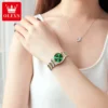 OLEVS Fashion Green Mechanical Watch for Women Stainless Steel Waterproof Luminous Calendar Luxury Automatic Watches Womens 5