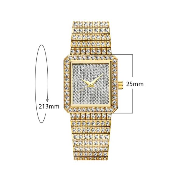 THE BLING KING Women Watch Stainless Steel Iced Out Rhinestone Bling Square Shape Luxury Waterproof Wrist Watches 2
