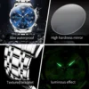 OLEVS Top Luxury Brand Men's Watches Luminous Moon Phase Stainless Steel Chronograp Calendar Quartz Watch Original Wristwatch 5