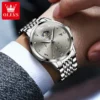 OLEVS Top Brand Men's Watches Business Fashion Original Quartz Watch for Man Grey Dial Moon Phase Date Chronograph Waterproof 3