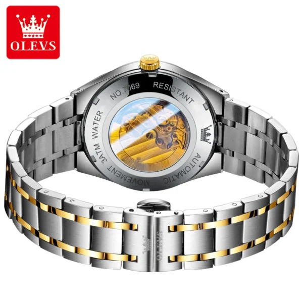 OLEVS 7069 Trend Moon Phase Men's Wristwatch Waterproof Stainless Steel Automatic Mechanical Watch for Man Original Wrist Watch 2