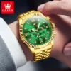 OLEVS Men's Watches Luxury Gold Original Quartz Watch for Man Waterproof Classic Commemorative Strap Moon Phase Chronograpgh 3