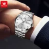 OLEVS Brand Simple Mens Watches Dual Calendar Waterproof Luminous Automatic Mechanical Watch Stainless steel Original Wristwatch 3