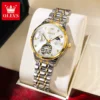 OLEVS Luxury Fashion Women's Watches Waterproof Moon Phase Hollow Out Fully Automatic Mechanical Watch Bracelet Necklace Set 1