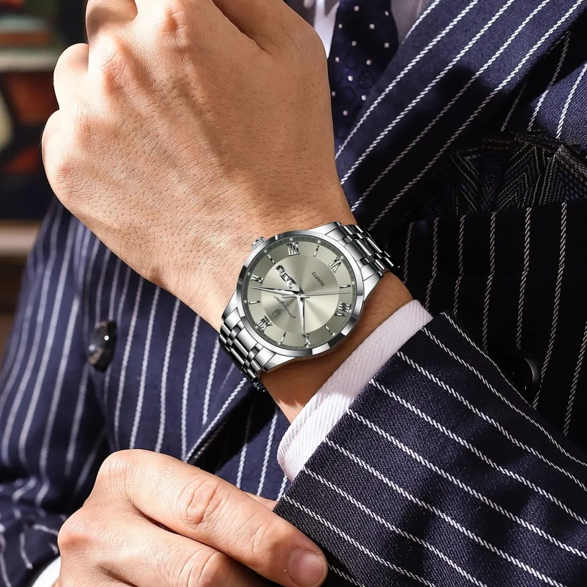 POEDAGAR Luxury Fashion Men Clock Waterproof Luminous Week Date Sports Man Wristwatch Stainless Steel Men's Quartz Watches Reloj 6