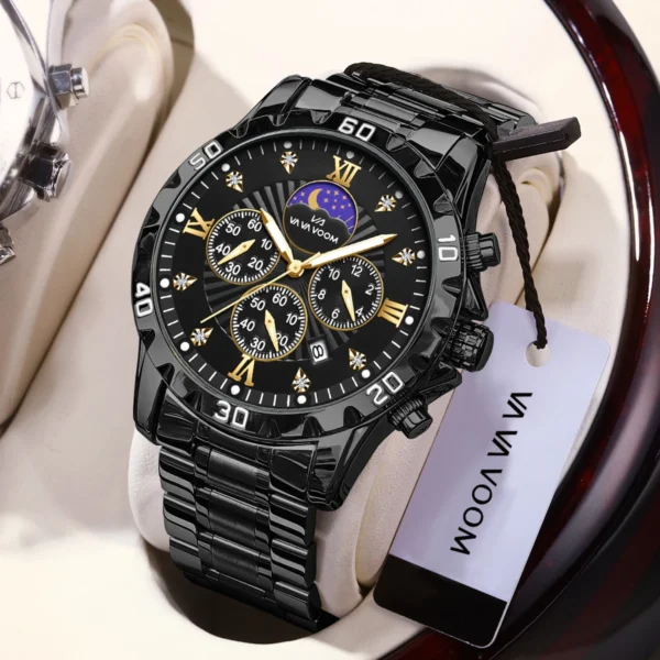 2025 NewTop Brand Luxury Watch Man Quartz Sports Men Watch 3Bar Waterproof Rhinestone Stainless Steel Chronograph Men Wristwatch 1