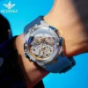 OUPINKE Tourbillon Movement Top Brand Men's Watches Waterproof Silicon Tape Automatic Mechanical Watch Hollow Out Original Watch 3