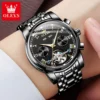 OLEVS Mechanical Men Watches Automatic Stainless Steel Waterproof Date Week Green Fashion Classic Wrist Watches 6607 3