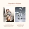 OLEVS Fashion Elegant Women's Automatic Mechanical Watches Rose Stainless Steel Hollow out Design Diamond Dial Luminous Watch 4