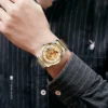 Skmei Reloj Hombre Luxury Automatic Watch Men Hollow Dial Mechanical Watches For Mens Fashion Stainless Steel Band Clock 5
