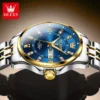 OLEVS Top Brand Men's Watches Week Calendar Stainless Steel Strap Waterproof Luminous Quartz Watch for Man Fashion Wristwatch 4