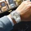 POEDAGAR Luxury Military Man Watch Square Waterproof Luminous Date Week Men Watch Stainless Steel Quartz Men's Watches Reloj+box 5