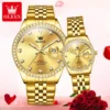 OLEVS Luxury Couple Watches Top Brand Original Quartz Watch for Man Waterproof Luminous Date Stainless Steel Classic Fashion 2