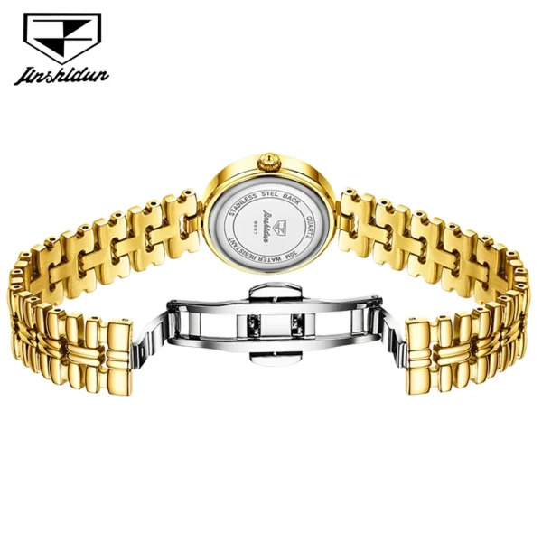 JinShiDun 8987 Luxury Fashion Womens Watch Swiss Movement Date Waterproof Quartz Watch Gold Elegant Diamond Scale Original Watch 2
