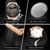 OLEVS 9911 Mens Watch Original Quartz Watch Waterproof Watch For Man Moon Phase Silicone Strap Multifunctional Chronograph Watch 5