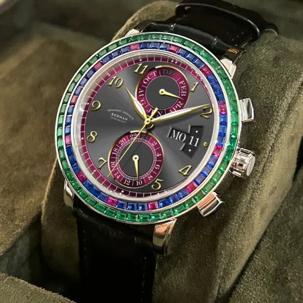 BORMAN Men Automatic Watch Luxury 42.5mm Mechanical Wristwatch 50M Waterproof Sapphire Mirror Week Date 24 Hours Crystal Bezel 1