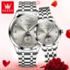 OLEVS Fashion Original Romantic Couple Watch Moon Phase Waterproof Automatic Mechanical Watch for Lady and Man Date Wrist Watch 4