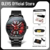 OLEVS 9937 Mens Watch Original Rotatable Wheel Hub Dial Fashion Trend Quartz Watch Waterproof Luminous Stainless Steel Reloj 2
