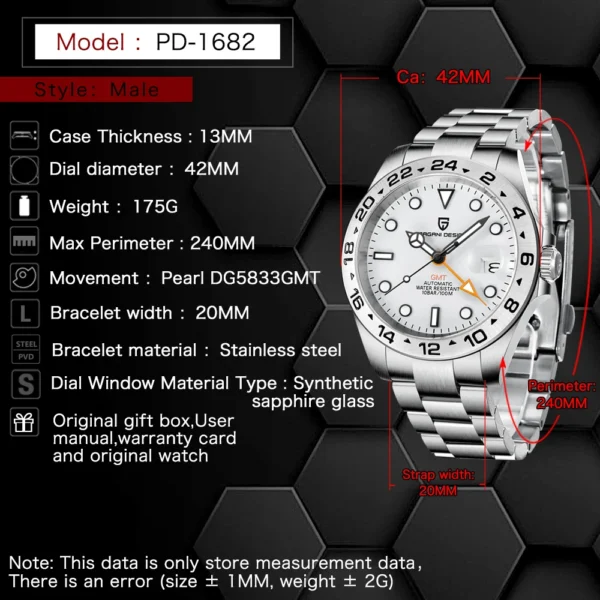 PAGANI Design 2025 New 42MM GMT Watch  Men's Automatic Mechanical Watches Sapphire Stainless Steel Waterproof Watch Reloj Hombre 2