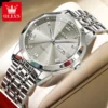 OLEVS Original Men's Watches Rhombus Mirror Quartz Watch for Man Date Week Waterproof Luminous Stainless Steel Male Wristwatch 4