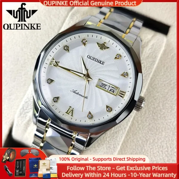 OUPINKE 3169 Men Watch Luxury Brand Imported Automatic Movement Watch Fashion Sapphire Waterproof Calendar Men Mechanical Watch 1
