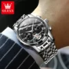 OLEVS Mechanical Men Watches Automatic Stainless Steel Waterproof Date Week Green Fashion Classic Wrist Watches 6607 4
