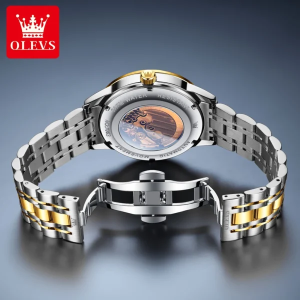 OLEVS 7063 Moon Phase Business Men's Watches Date Luminous Waterproof Automatic Mechanical Watch Classics Simple Wrist Watch 2