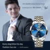 OLEVS Original Men's Watches Calendar Week Fashion Quartz Watch for Man Stainless Steel Strap Waterproof Luminous Wristwatch 4