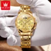 OLEVS Top Luxury Brand Men's Watches Moon Phase Chronograph Quartz Watch for Man Gold Stainless Steel Luminous Original Watch 4