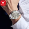 OLEVS 3653 Mens Watch Quartz Watch Multifunctional Chronograph Watch For Men 30M Waterproof Luminous Moon Phase Box Original 3