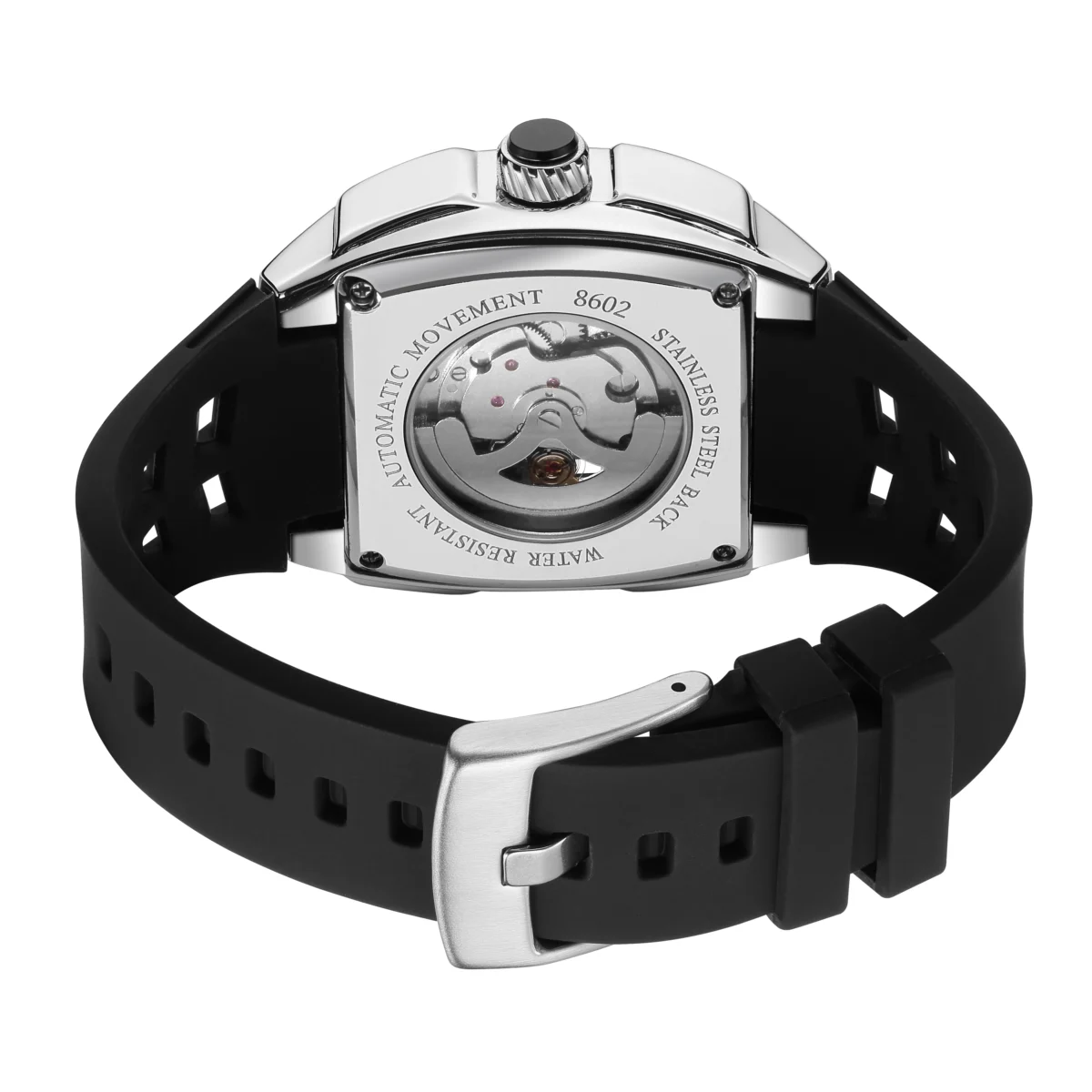 MEGIR Black Silicone Bracelet Men's Mechanical Watch Luxury Automatic Movement Skeleton Men Wristwatch Luminous Hands Watches 6