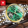 OLEVS Automatic Mechanical Men Watches Stainless Steel Waterproof Date Week Green Fashion Classic Wrist Watches Reloj Hombre 4