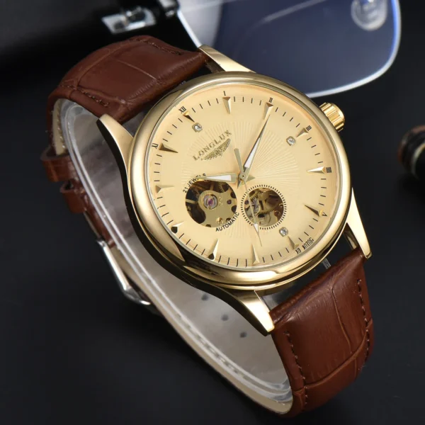 LONGLUX automatic watch elegant style wholesale mechanical wristwatches skeleton rome waterproof  mens watch men gift 1