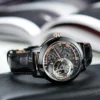 OBLVLO Luxury Retro 45mm Dial Skeleton Automatic Watches For Men Calfskin Strap Mineral Crystal Waterproof Mechanical Watch VM 1