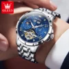 OLEVS 6690 Mens Watch Original Brand Tourbillon Multifunctional Mechanical Watch Astral Dial Watches For Men Moon Phase Reloj 3