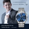 OLEVS Top Luxury Brand Men's Watches Luminous Moon Phase Stainless Steel Chronograp Calendar Quartz Watch Original Wristwatch 4