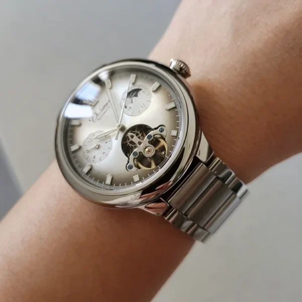 2025 Luxury Mens New Mechanical Skeleton Watches Fashion Tourbillon Automatic Hollow Out Watch Waterproof Casual Luminous Clock 2
