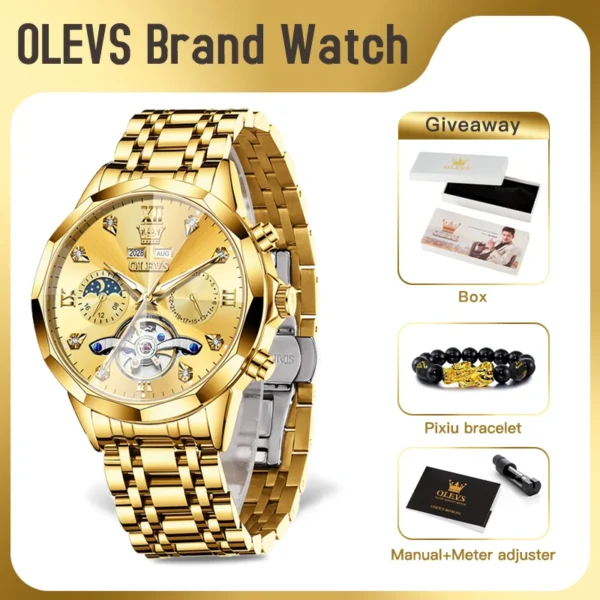 OLEVS 6621 Mens Watch Original Brand  Automatic Mechanical Business Watch Waterproof Watch for Men Calendar Mens Gifts Reloj 2