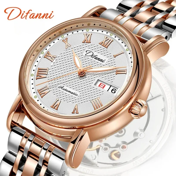 Women's Roman Disc Tourbillon Hollow Automatic Mechanical Watch Women's Dual Calendar Waterproof Glow-in-the-dark Sports Watch 2
